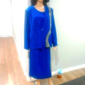 Hosanna Design Royal Blue Silver Beaded Skirtsuit